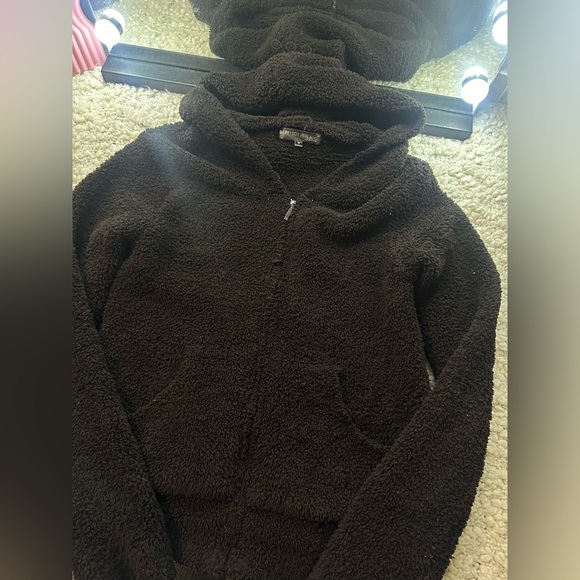 Barefoot Dreams CozyChic Zip Hoodie Espresso Brown - Picture 1 of 2